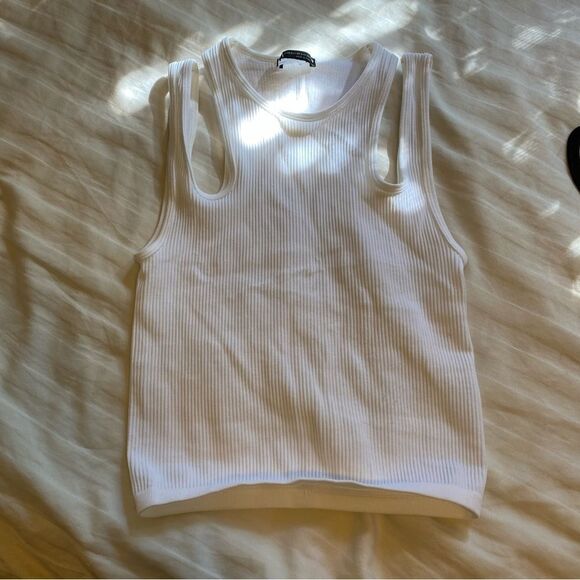 Zara two shoulder double strap white tank top - Picture 10 of 10